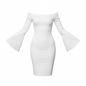Lulu's White Off-Shoulder Long Sleeve Dress
